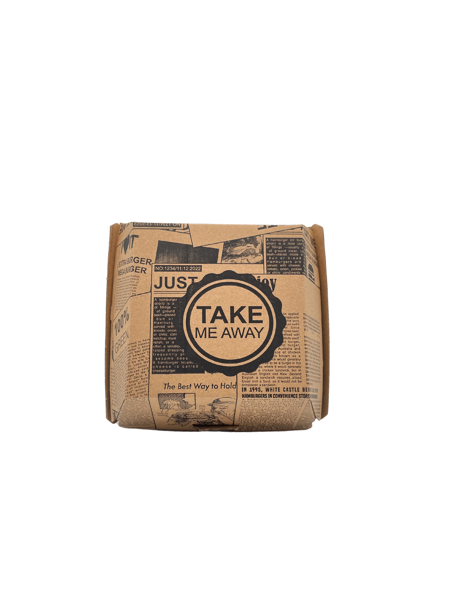 Premium Hamburgerbox to go aus Kraftpapier - Hamburger Box mit Newspaper Muster