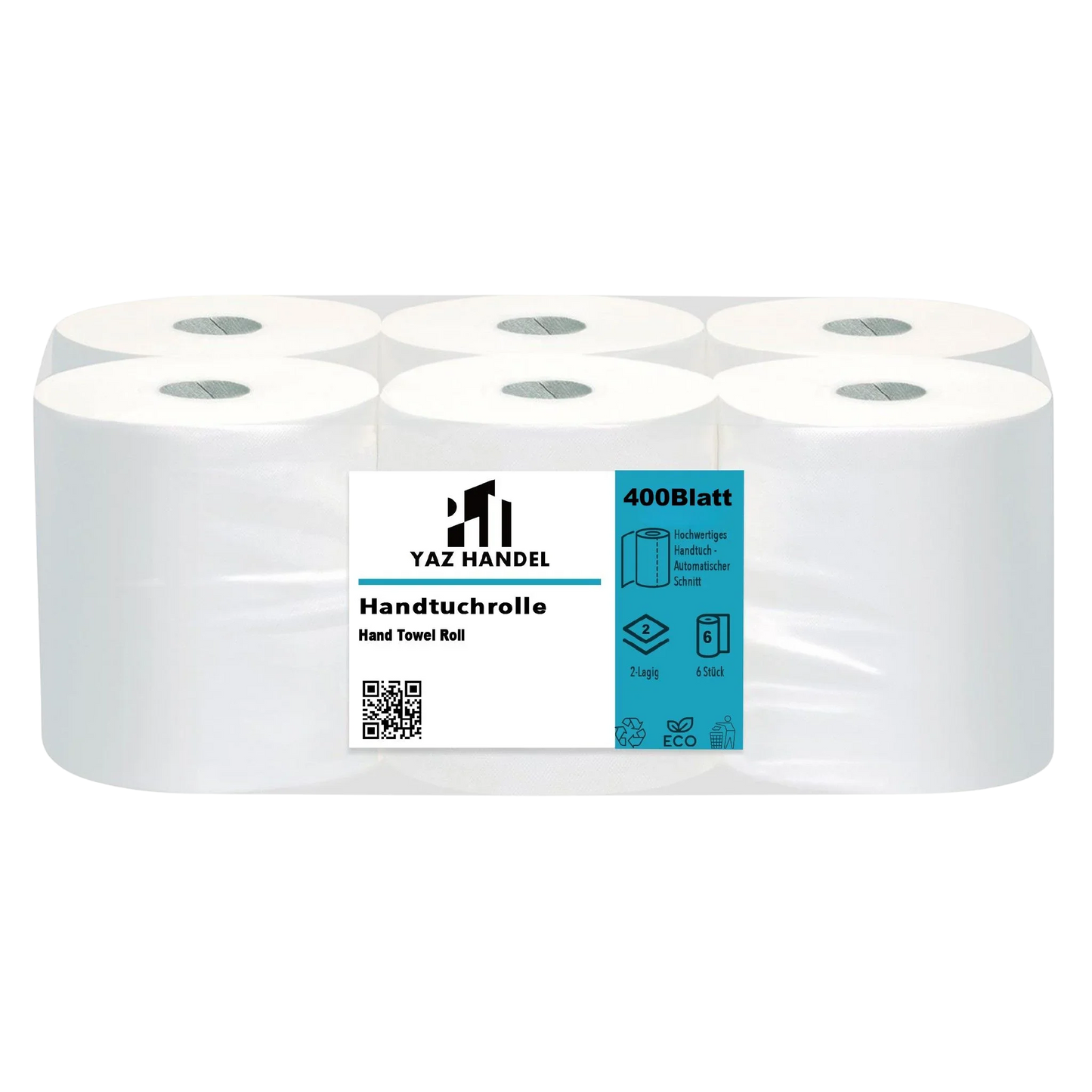 Papierrollenpalette 2-lagig, 400 Blatt, 18,5 x 21 cm, 6 Rollen 65Stück - Palettenware