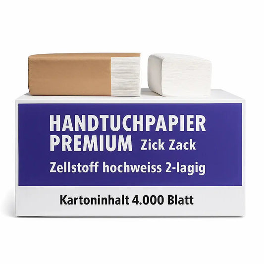 1 Palette 32x Handtuchpapier 2-lagig 4.000 Blatt hochweiß 100% Zellstoff
