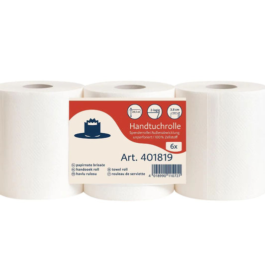 Handtuchrolle 2-lagig Zellstoff – 130 m, Ø 19 cm, 3,8 cm Kern