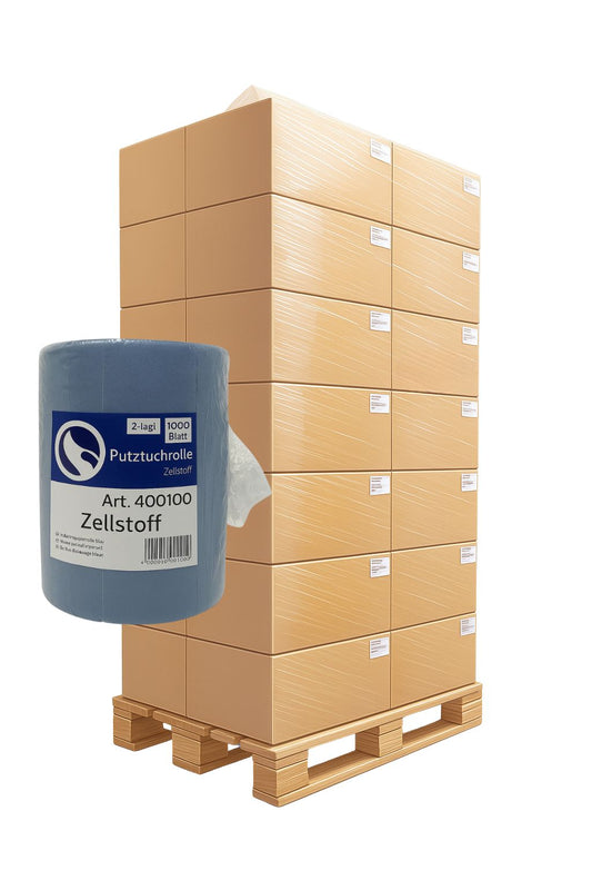 Putztuchrollen 2-lagig in Blau – Palette mit 60 Rollen für Industrie & Gewerbe