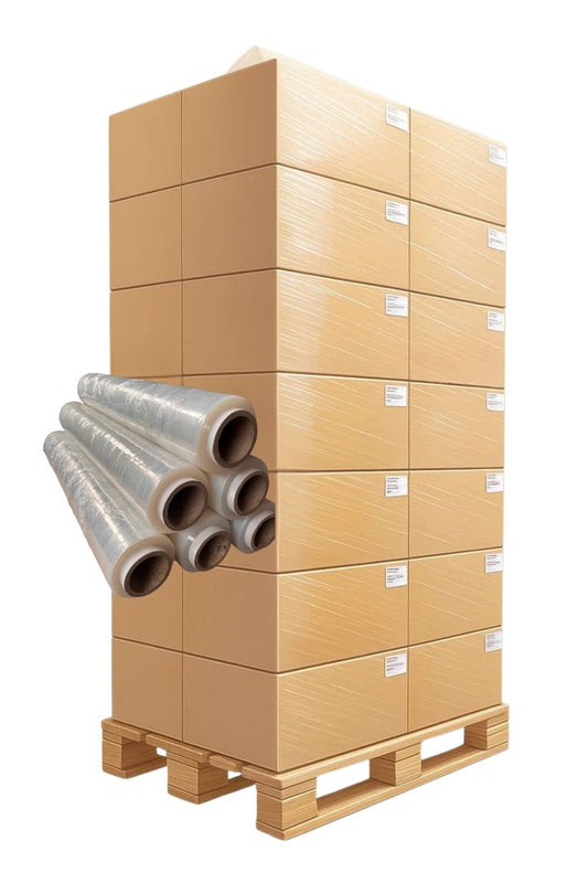 Hochwertige Stretchfolie 50cm x 21my – Profi-Palettenfolie - 48 Kartons 288 Rollen Stretchfolie, 2,4 kg pro Rolle