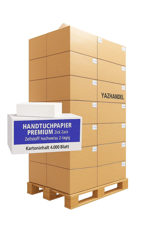 Handtuchpapierpalette 2-lagig 4.000 Blatt hochweiß 100% Zellstoff -32 Pakete Handtuchpapier