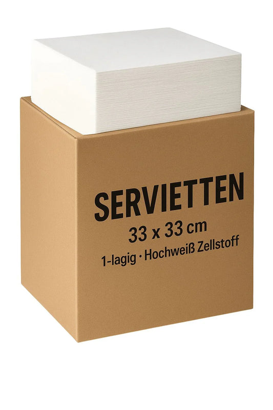 Servietten 1-lagig 33x33 cm Hochweiß | 1800 Stück | Servietten Großpackung