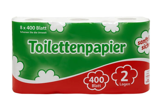 WC-Papier 2-lagig Recycling – 64 Rollen à 400 Blatt