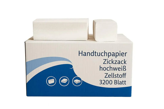 Palette Handtuchpapier Zick Zack Z-Falz, 32 Kartons a 3200 Blatt/Karton 102.400 Blatt
