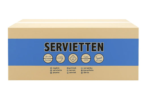 Servietten 33x33 cm 1-lagig 1/4 Falz | Hochweiß | Zellstoff | 10x500 Stück (5000 Stück/Karton)