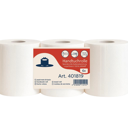 1x Palette Handtuchrolle 2-lagig 130 m – 100 % Zellstoff, 240 Rollen Palette 20,5 cm breit, ohne Perforation, Spendergeeignet