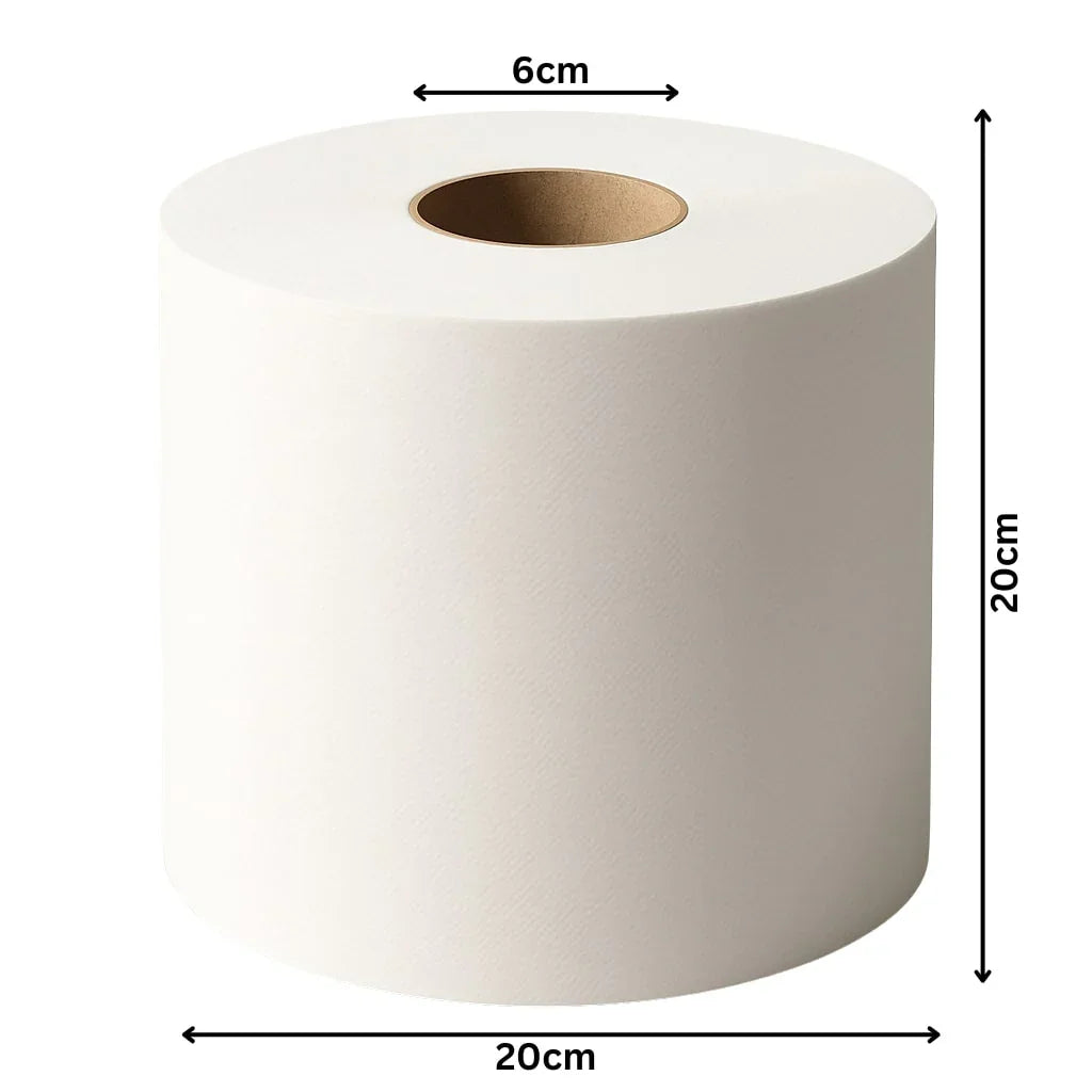 Das Bild zeigt die Maßstäbe einer recycelten Handtuchrolle