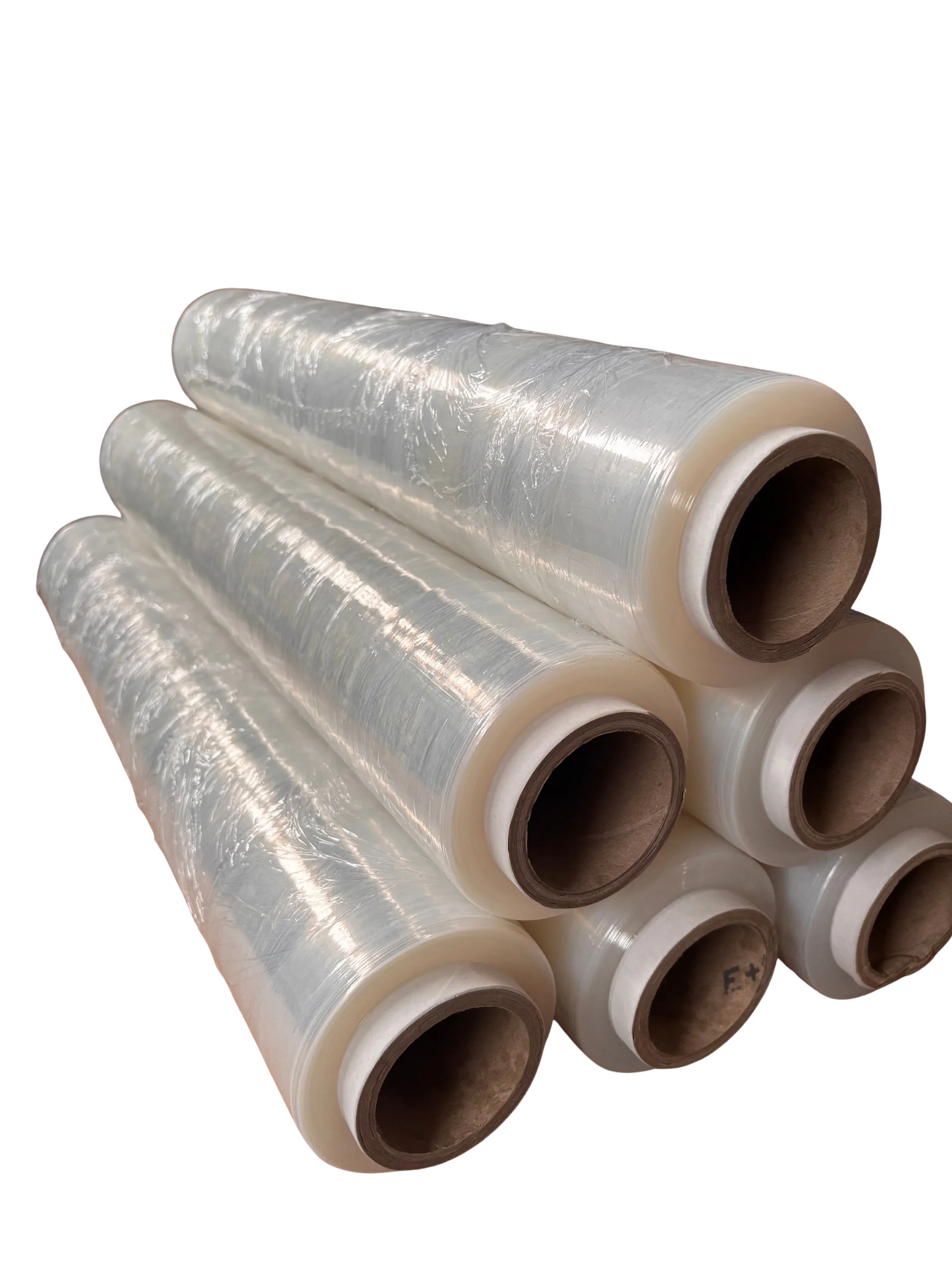 sechs Rollen transparenter Wickelfolie