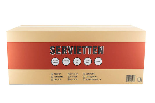 Hochweiße 1-lagige Servietten im Format 33x33 cm für die Gastronomie.
