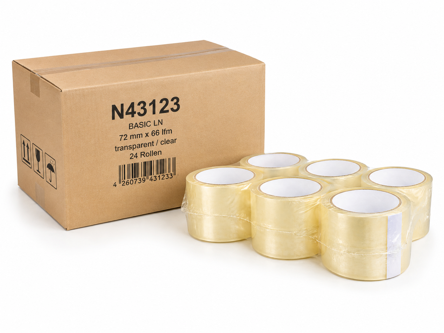 Extra breites transparentes Klebeband im Format 72mm x 66m für schwere Pakete
