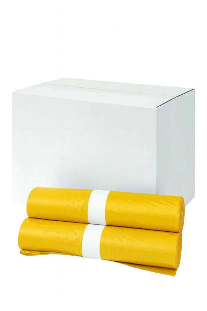 Reißfeste gelbe Müllsäcke 60L – Stabile Abfallbeutel für Gewerbe Extra Stark (25 x 20 Rollen) 500Stk.